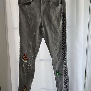Levi's Gray Skinny Jeans with Butterfly Embroidery